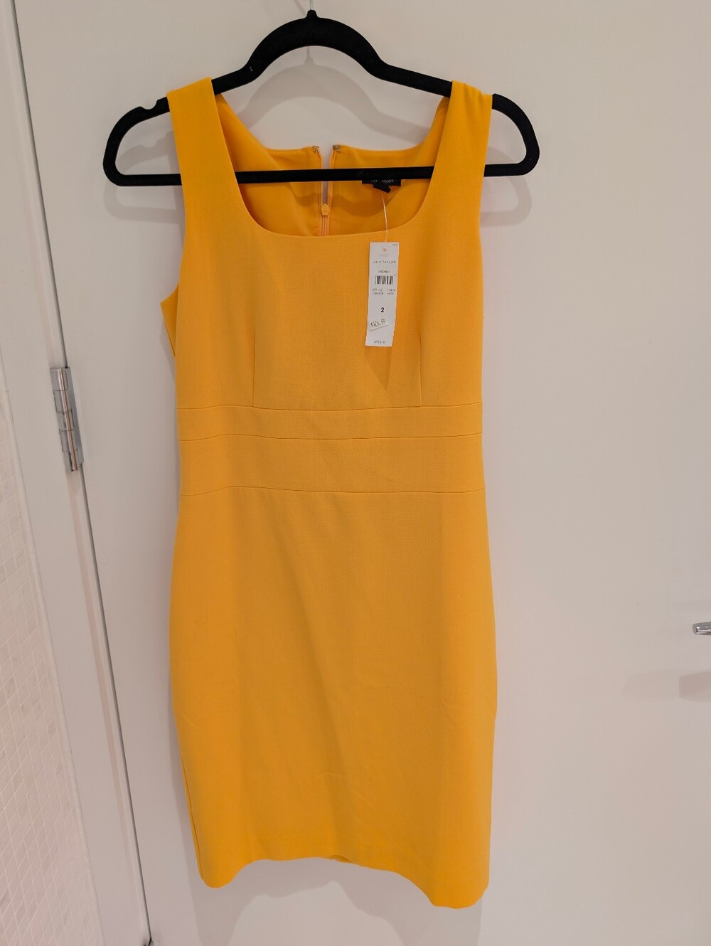 Ann Taylor Square Neck Sheath Dress Yellow NWT Size 2